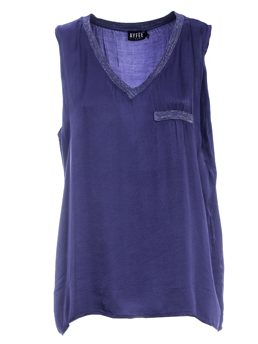 TOP SCOLLO A V LUREX, 4TG - DENIM